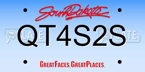 QT4S2S South Dakota License Plate