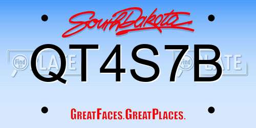 QT4S7B South Dakota License Plate