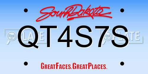 QT4S7S South Dakota License Plate