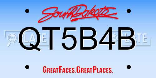 QT5B4B South Dakota License Plate