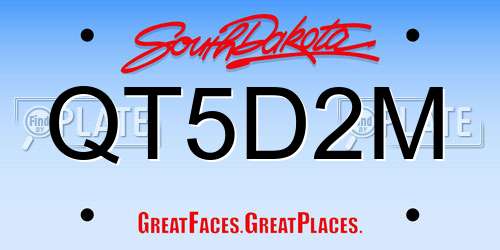 QT5D2M South Dakota License Plate