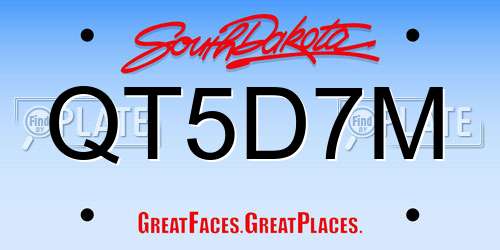 QT5D7M South Dakota License Plate