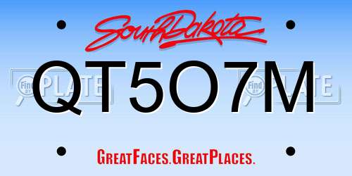 QT5O7M South Dakota License Plate