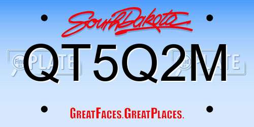 QT5Q2M South Dakota License Plate
