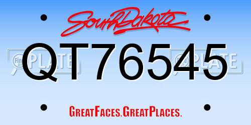 QT76545 South Dakota License Plate