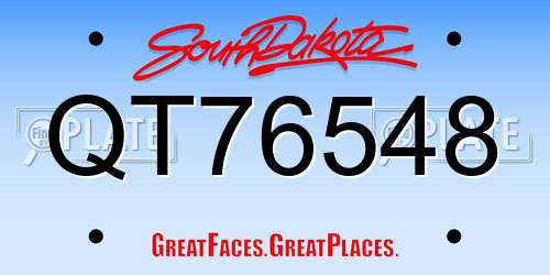 QT76548 South Dakota License Plate