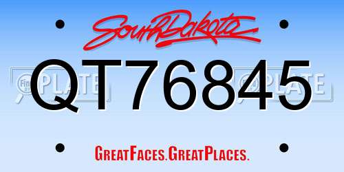 QT76845 South Dakota License Plate