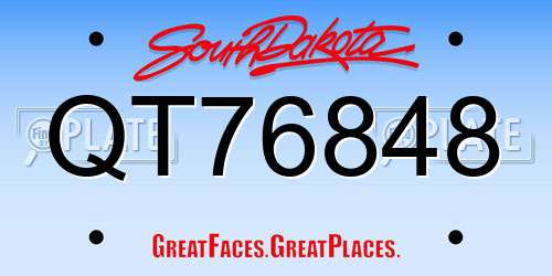 QT76848 South Dakota License Plate