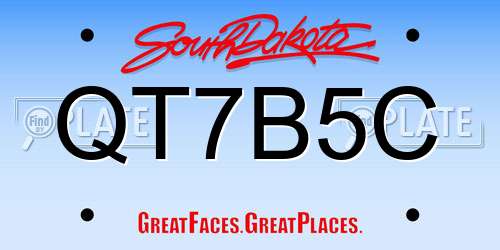 QT7B5C South Dakota License Plate