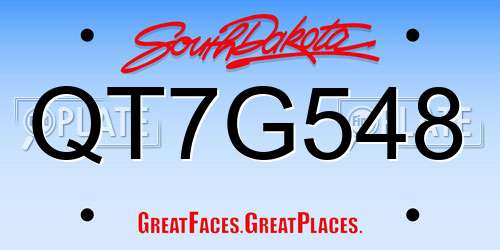 QT7G548 South Dakota License Plate