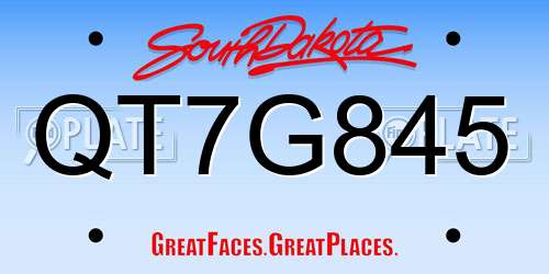 QT7G845 South Dakota License Plate
