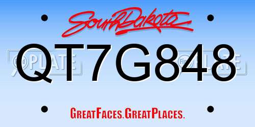 QT7G848 South Dakota License Plate