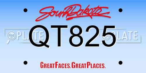 QT825 South Dakota License Plate