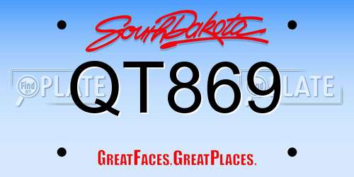QT869 South Dakota License Plate