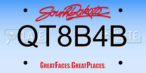 QT8B4B South Dakota License Plate