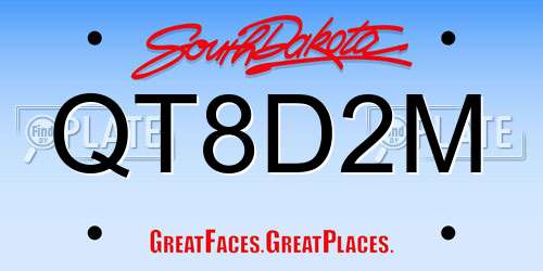 QT8D2M South Dakota License Plate