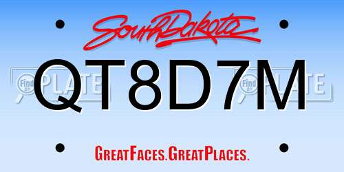 QT8D7M South Dakota License Plate