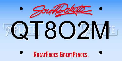 QT8O2M South Dakota License Plate