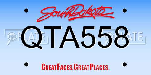 QTA558 South Dakota License Plate