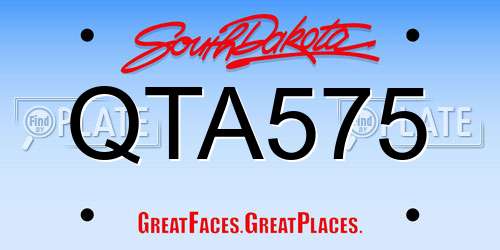 QTA575 South Dakota License Plate