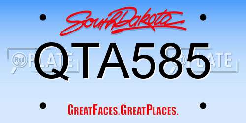 QTA585 South Dakota License Plate