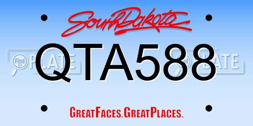 QTA588 South Dakota License Plate