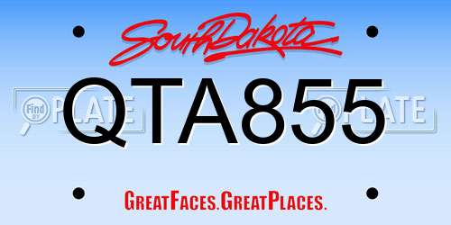 QTA855 South Dakota License Plate