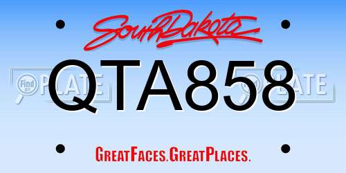 QTA858 South Dakota License Plate