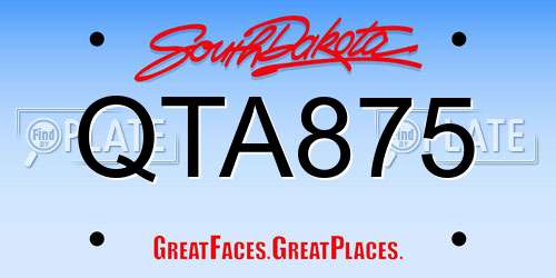 QTA875 South Dakota License Plate