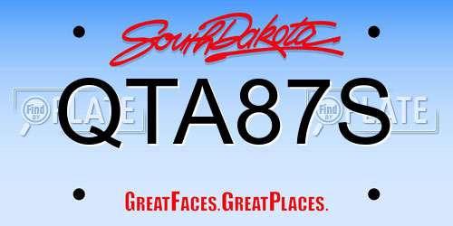 QTA87S South Dakota License Plate