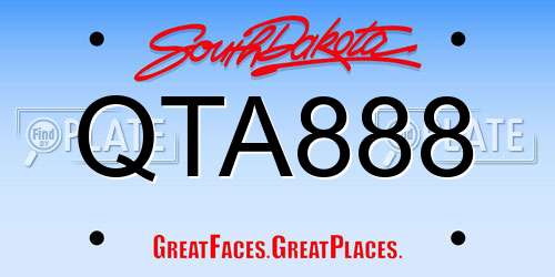 QTA888 South Dakota License Plate