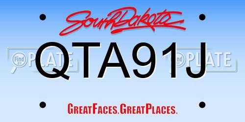 QTA91J South Dakota License Plate