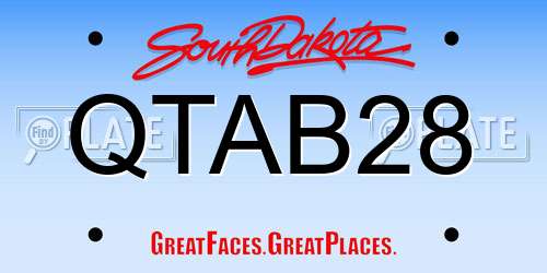 QTAB28 South Dakota License Plate