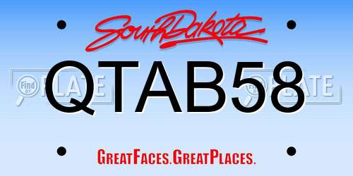 QTAB58 South Dakota License Plate