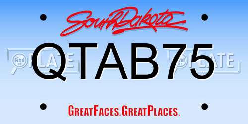 QTAB75 South Dakota License Plate