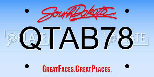 QTAB78 South Dakota License Plate