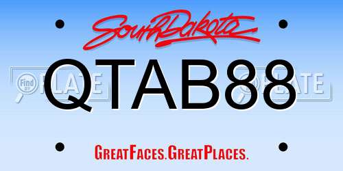 QTAB88 South Dakota License Plate