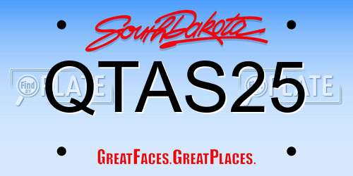 QTAS25 South Dakota License Plate