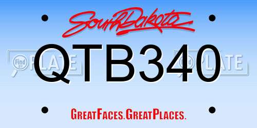 QTB340 South Dakota License Plate