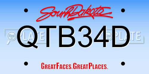 QTB34D South Dakota License Plate