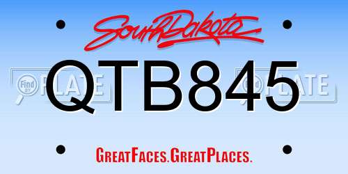 QTB845 South Dakota License Plate