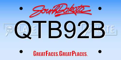 QTB92B South Dakota License Plate