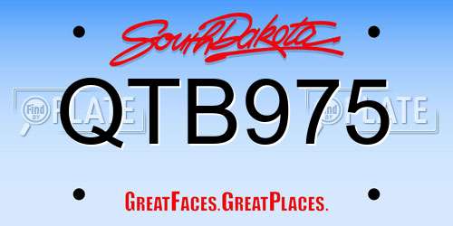 QTB975 South Dakota License Plate