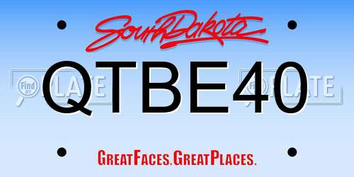 QTBE40 South Dakota License Plate