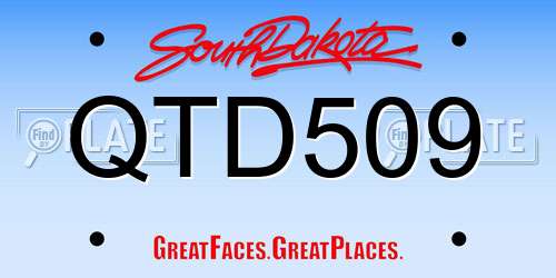 QTD509 South Dakota License Plate