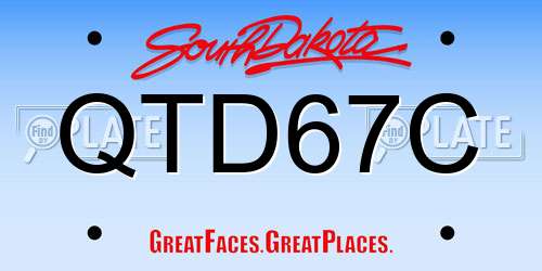 QTD67C South Dakota License Plate