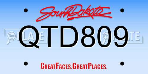QTD809 South Dakota License Plate