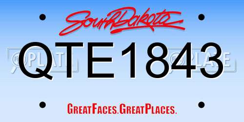 QTE1843 South Dakota License Plate