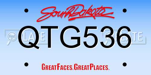 QTG536 South Dakota License Plate