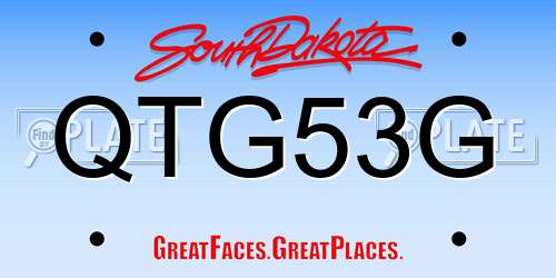 QTG53G South Dakota License Plate